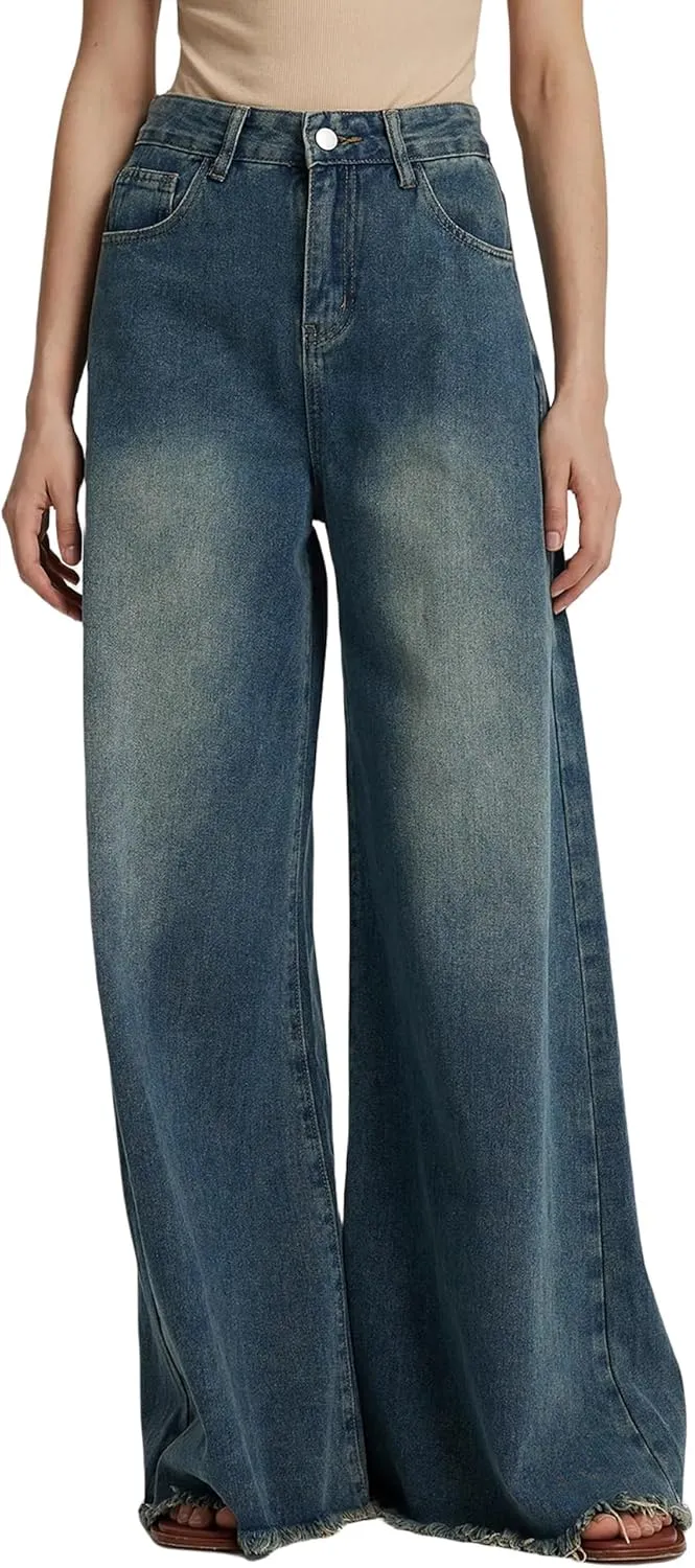 Womens High Waisted Wide Leg Jeans for Women Baggy Loose Fit Straight Leg Denim Pants Boyfriend Jeans for Women