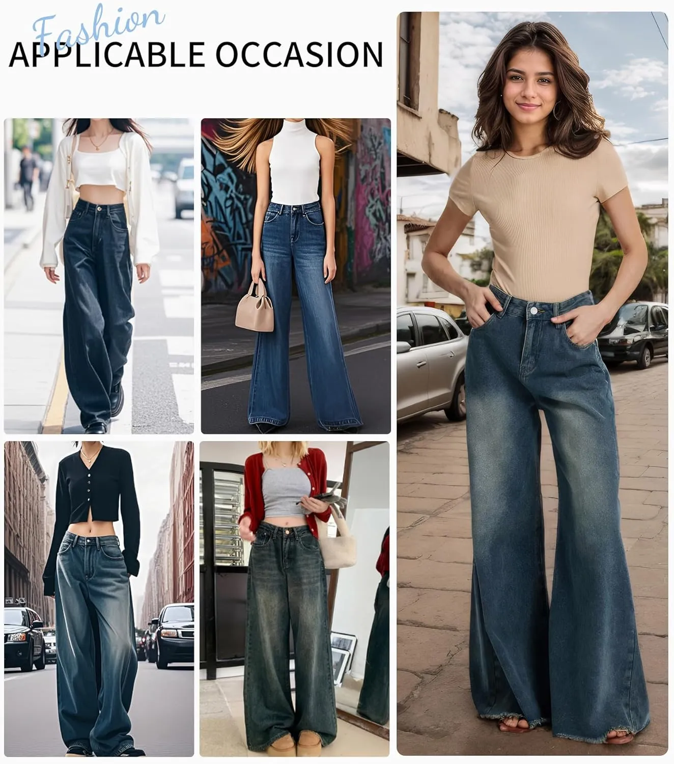 Womens High Waisted Wide Leg Jeans for Women Baggy Loose Fit Straight Leg Denim Pants Boyfriend Jeans for Women