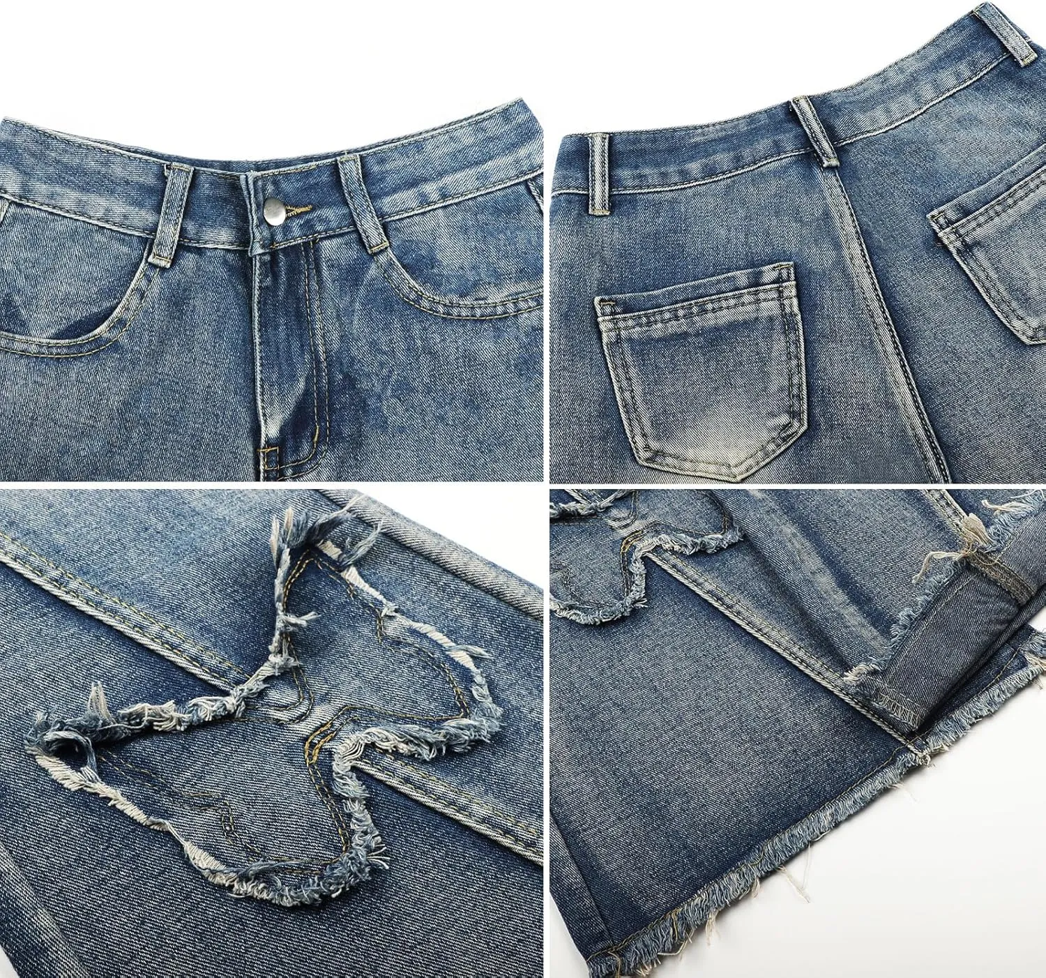 Womens Petite Flare Jeans Y2K Butterfly Low Rise Denim Pants Vintage Grunge Distressed Baggy Jeans