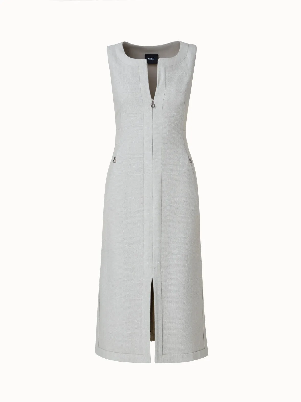 Wool Viscose Crêpe Double-Face Midi Dress
